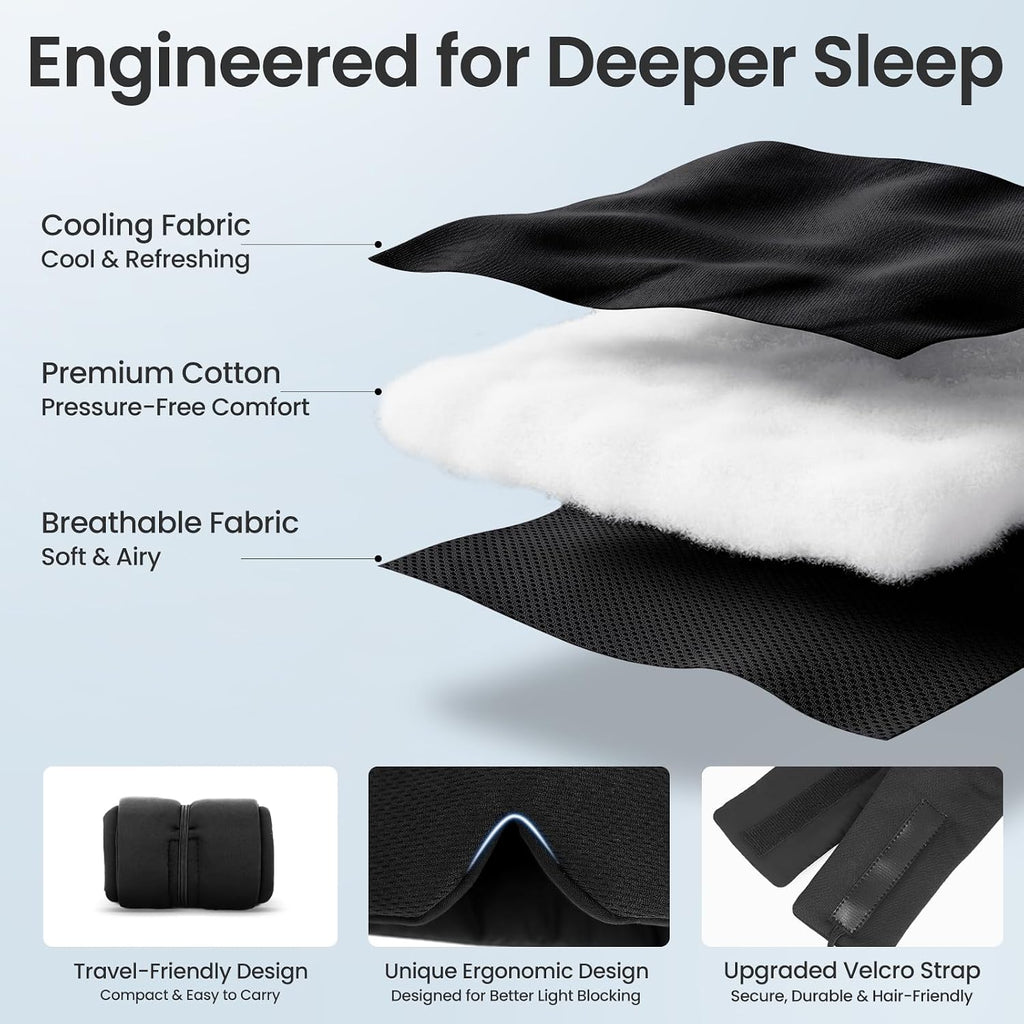 Blackout Sleep Eye Mask for Side Sleepers, Adjustable All-Season