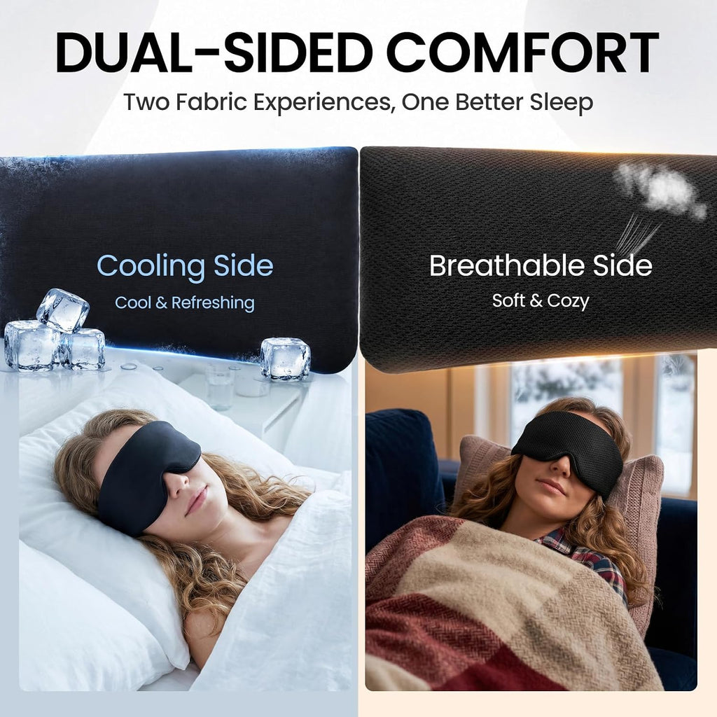 Blackout Sleep Eye Mask for Side Sleepers, Adjustable All-Season