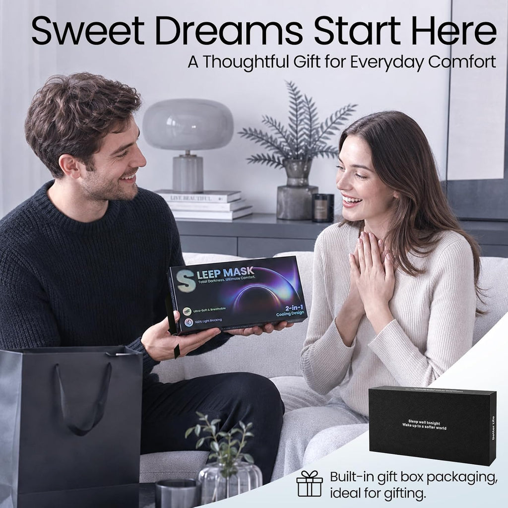 Blackout Sleep Eye Mask for Side Sleepers, Adjustable All-Season