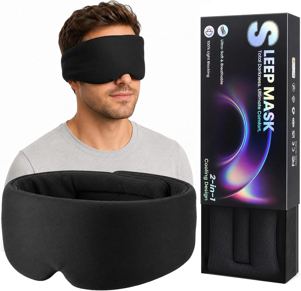 Blackout Sleep Eye Mask for Side Sleepers, Adjustable All-Season