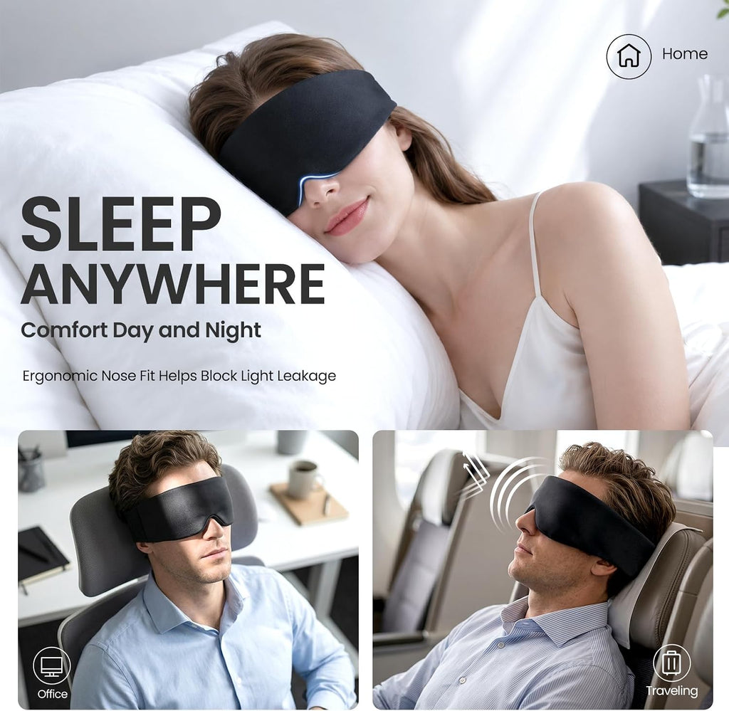 Blackout Sleep Eye Mask for Side Sleepers, Adjustable All-Season